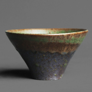 handmade japanese iron rust glaze tea cup side view