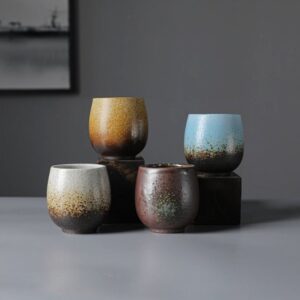 handmade kiln glaze japanese tea cup side view