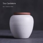 handmade japanese white clay tea canister full product view