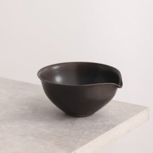 japanese handcrafted black ceramic fairness cup gong dao bei front view