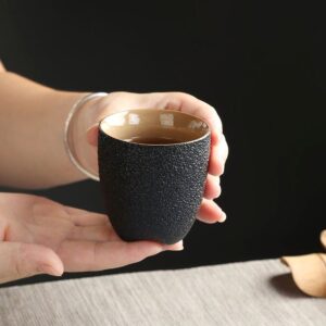 handmade japanese black clay tea cup 5oz wabi sabi textured