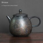 japanese bronze black gold ceramic teapot 7oz