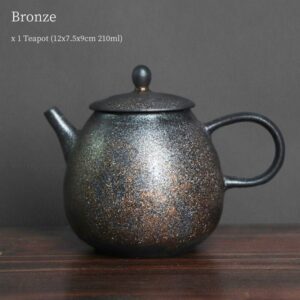 japanese bronze black gold ceramic teapot 7oz
