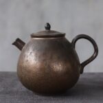 japanese bronze glaze ceramic teapot main view 8oz