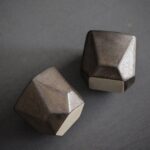 japanese bronze geometric small ceramic tea cup 1.7oz overall view
