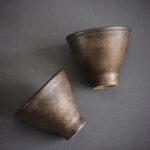 vintage bronze finish japanese tea cup main view