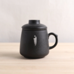 japanese matte black ceramic loose leaf tea infuser mug style a