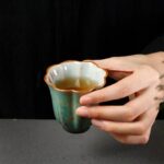 handmade japanese ceramic lotus tea cup collection