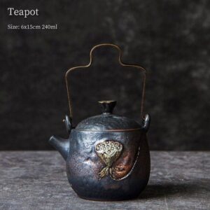 japanese ceramic lotus seed pod teapot full product view