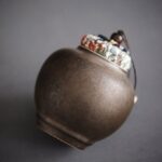 japanese tea bowl style ceramic tea canister front view