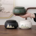 japanese ceramic tea canister product side view