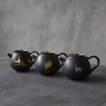 6oz japanese matte black ceramic teapot with built-in infuser main product view