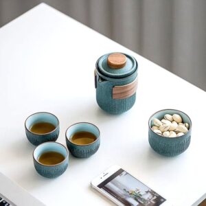 6.4oz japanese ceramic travel tea set full set with carry case