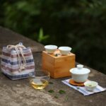 complete japanese ceramic travel tea set with carry bag full view