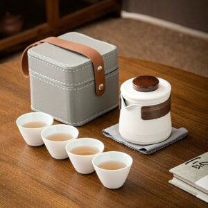 portable japanese ceramic travel tea set full set in carry case