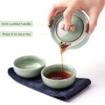 6oz japanese portable ceramic travel tea set full view with carrying case