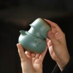 japanese ceramic travel tea set 1 pot 2 cups with carrying case open