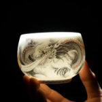 translucent view of japanese dragon ceramic tea cup 5.7oz