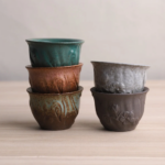 japanese embossed flower ceramic tea cup 3.4oz