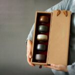full view of five-piece japanese five elements ceramic japanese tea bowl set