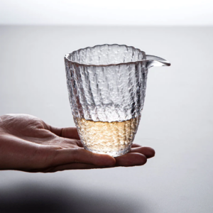 Japanese glacier pattern glass fairness cup tea pitcher side view