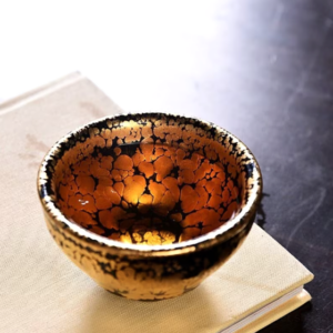 japanese style gold oil spot jian zhan tea cup 4.4oz tenmoku chawan