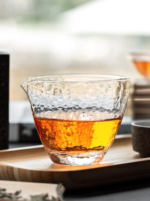 handcrafted japanese hammered glass fairness cup 12oz full product view