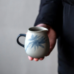 japanese underglaze hand painted bamboo fairness cup tea pitcher front view