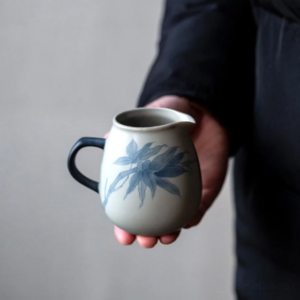 japanese underglaze hand painted bamboo fairness cup tea pitcher front view