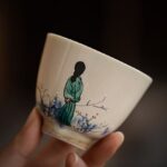 hand painted japanese tea cup style f exterior view