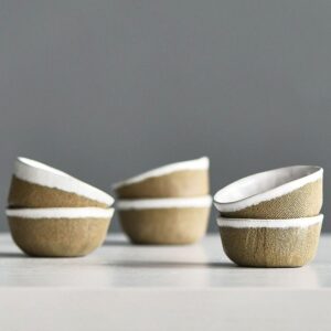 japanese handmade textured ceramic japanese tea cup side view