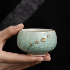 hand decorated japanese ice crackle ceramic tea bowl product overview