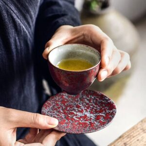 collection of japanese iron rust glaze porcelain tea cups and saucers