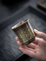 handcrafted japanese jianzhan tea cup with unique natural glaze