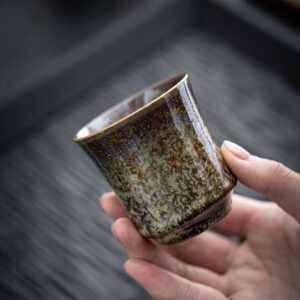 handcrafted japanese jianzhan tea cup with unique natural glaze