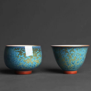 handmade japanese jun kiln ceramic japanese tea cup kiln glaze detail