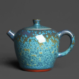 japanese jun kiln turquoise blue japanese teapot main product view