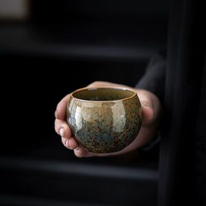 handmade japanese kiln change japanese tea cup 5oz side view