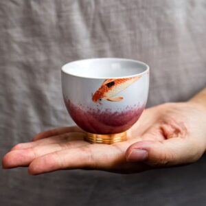japanese porcelain koi fish tea cup 2.7oz product main view