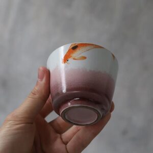 hand-painted koi pattern japanese porcelain tea cup collection