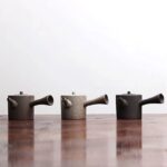 traditional japanese kyusu teapot 6oz rough ceramic side handle