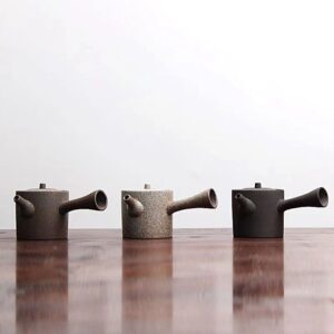 traditional japanese kyusu teapot 6oz rough ceramic side handle