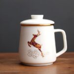 full set of 10oz japanese loose leaf tea infuser mug with ceramic lid and strainer