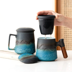 15oz japanese ceramic loose leaf tea infuser mug full set