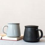 japanese ceramic loose leaf tea infuser mug with lid 12oz