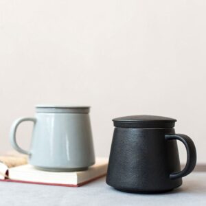 japanese ceramic loose leaf tea infuser mug with lid 12oz