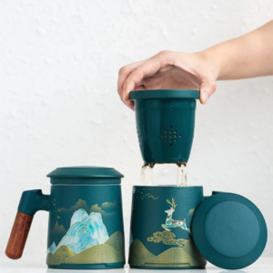 japanese loose leaf tea infuser mug with infuser and lid 13.5oz
