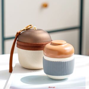 japanese ceramic loose leaf tea infuser travel mug full set with carry bag