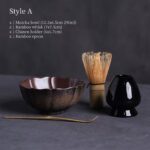 Complete traditional Japanese matcha set style A with ceramic chawan bowl bamboo whisk