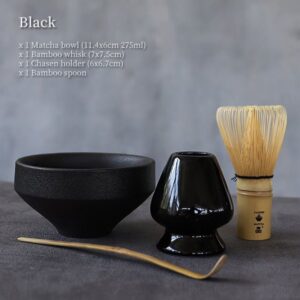 black matte japanese matcha set with all tools complete